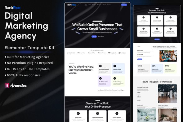 RankRise – Digital Marketing Agency Elementor Template Kit