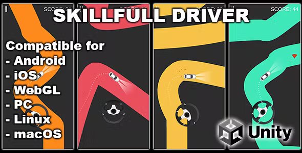 Skillful Driver (Unity Game With AdMob Ads) - 2D Road Racer - Endless car driving game