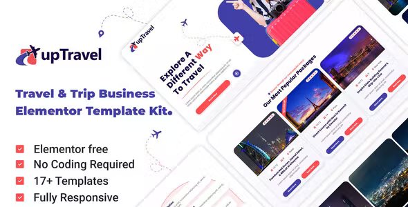 UpTravel - Travel & Tour Agency Elementor Template Kit