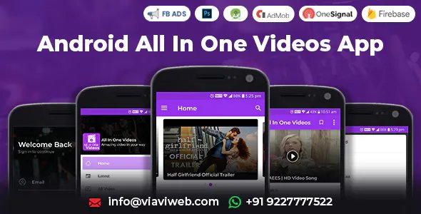 Android All In One Videos App (DailyMotion,Vimeo,Youtube,Server Videos, Admob with GDPR)