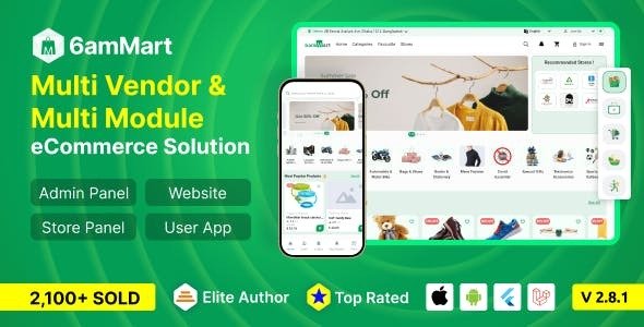 6amMart - Multivendor Food, Grocery, eCommerce, Parcel, Pharmacy delivery app with Admin & Website