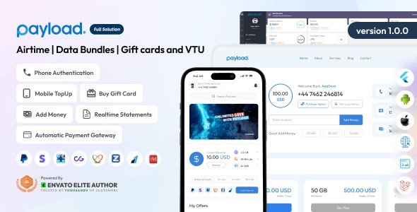 PayLoad - Airtime | Data Bundles | Gift cards and VTU Full Solution