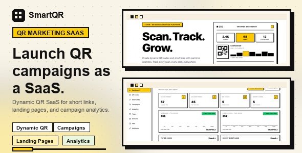 SmartQR SaaS - Dynamic QR Codes, Short Links, Landing Pages, Campaign Tracking & Analytics