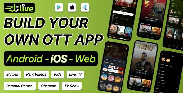 DTLive: Movie, TV Show, OTT, Live TV, Streaming Flutter App (Android, iOS, Web) with Admin Panel