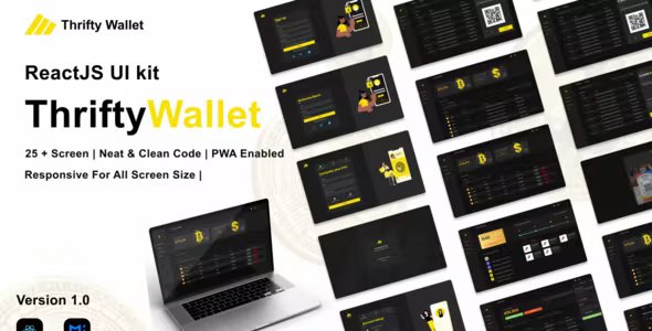 Thriftywallet - ReactJS UI kit for Crypto Wallet ( Cryptocurrency), reward points, and FIAT currency