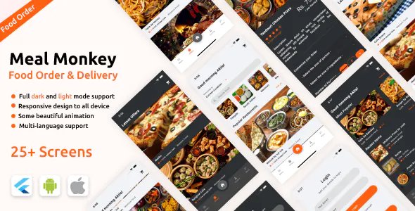 Food Order & Delivery Android App Template + iOS App Template - Flutter - Meal Monkey