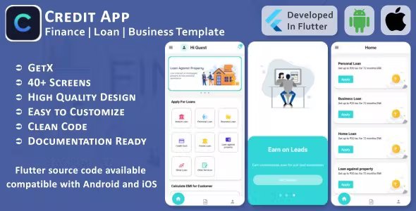 Credit App - Finance, Loan, Business - Flutter Mobile UI Template/Kit (Android, iOS)