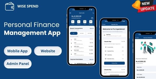 Wise Spend - Personal Finance Management App & Website with Subscription Model (ionic 7 & Laravel)