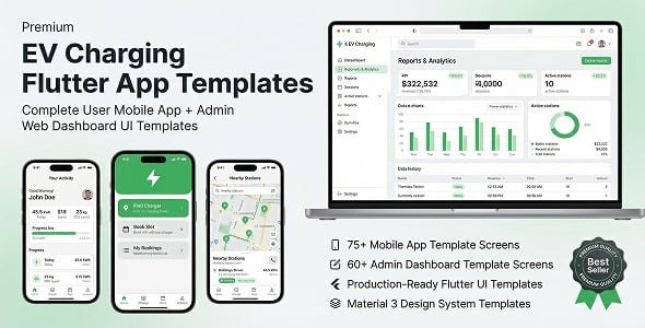 EV Charging App Template – Flutter User App + Admin Web Panel