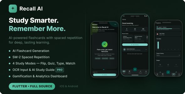 Recall AI – Flutter Flashcard App with AI Generation, Spaced Repetition & In-App Subscriptions