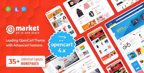 eMarket - Multipurpose MarketPlace OpenCart 4 Theme (38+ Homepages & Mobile Layouts Included)