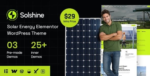 Solshine – Solar Energy Elementor WordPress Theme