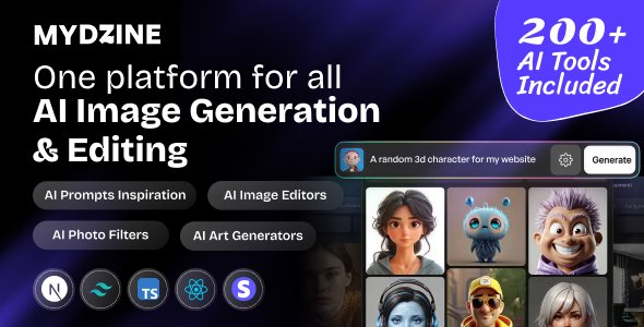 MyDzine - 200+ Tools Complete SaaS for AI Image Generation & Editing