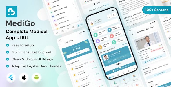 Medigo – Hospital & Medical Healthcare Flutter UI Kit for Doctor, Nurse & Patient Apps