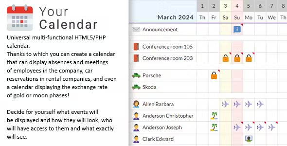 Your Calendar - Universal multi-functional calendar. Team, rental, multipurpose calendar